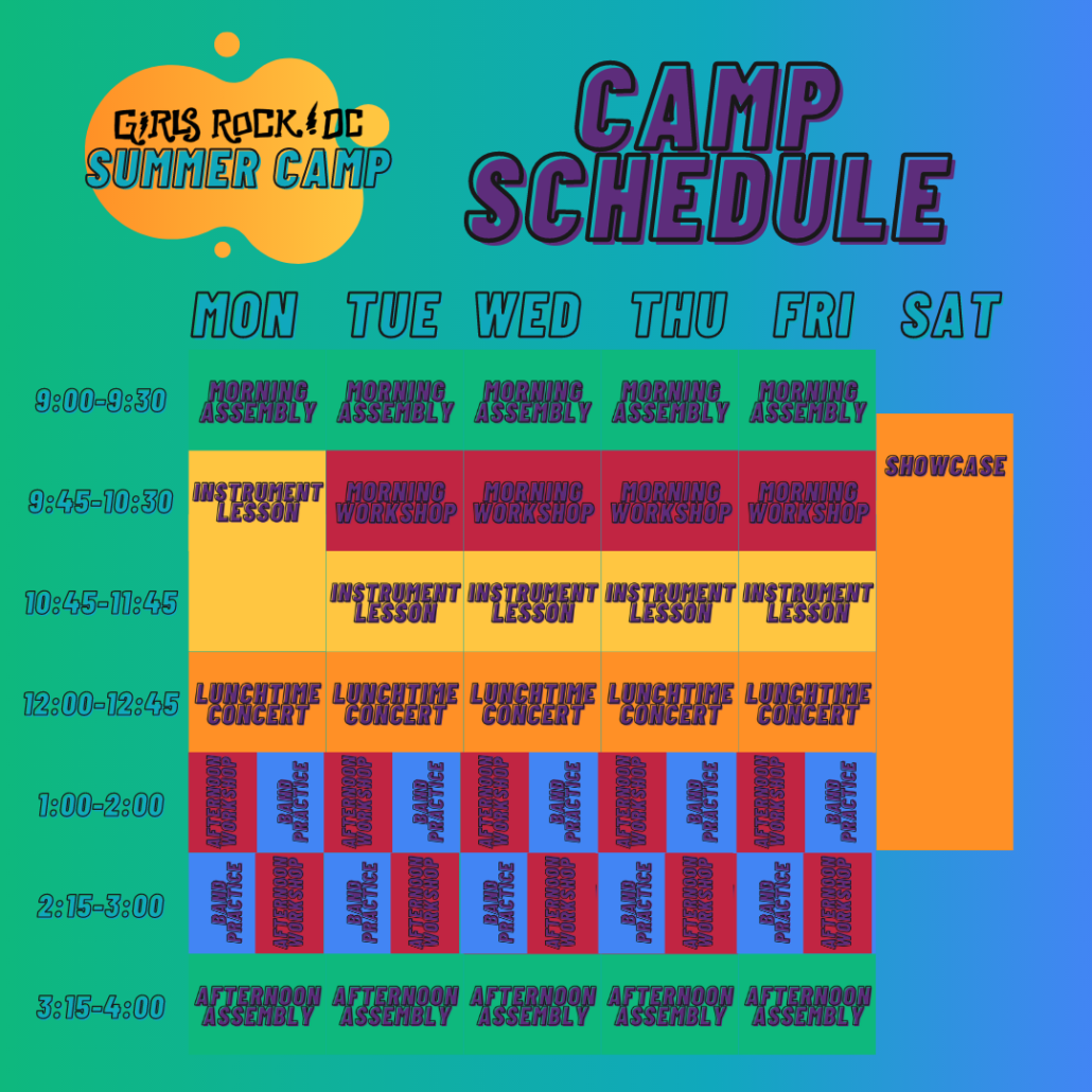 2022 Summer Camp Schedule